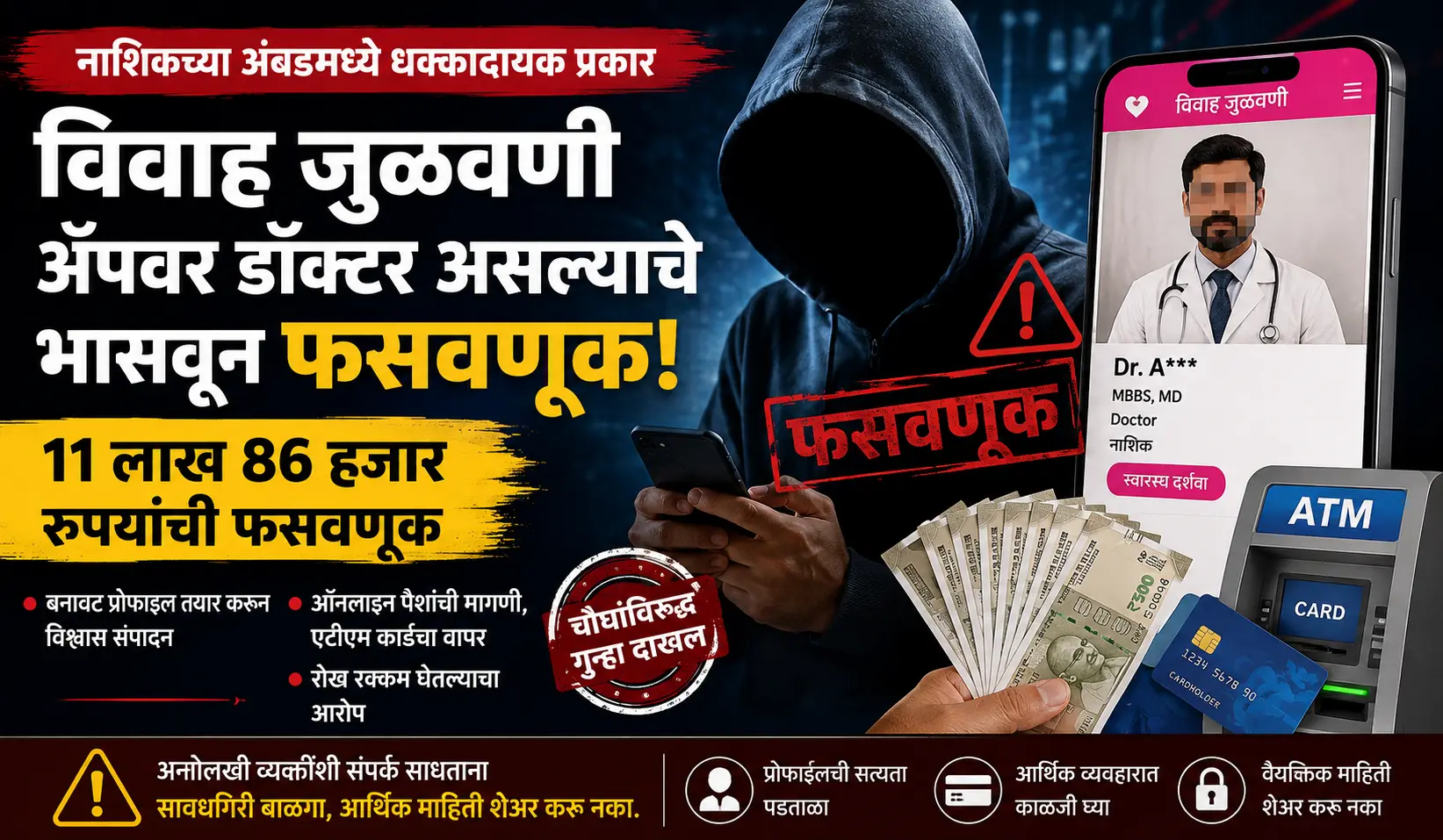 मॅट्रिमोनी ॲपवर डॉक्टर असल्याचे भासवून ११.८६ लाखांची फसवणूक
