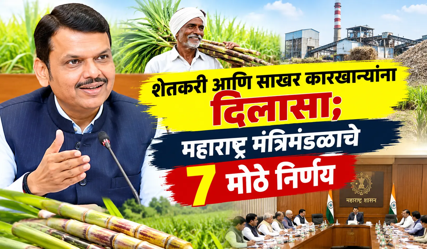 शेतकरी आणि साखर कारखान्यांना दिलासा; महाराष्ट्र मंत्रिमंडळाचे 7 मोठे निर्णय